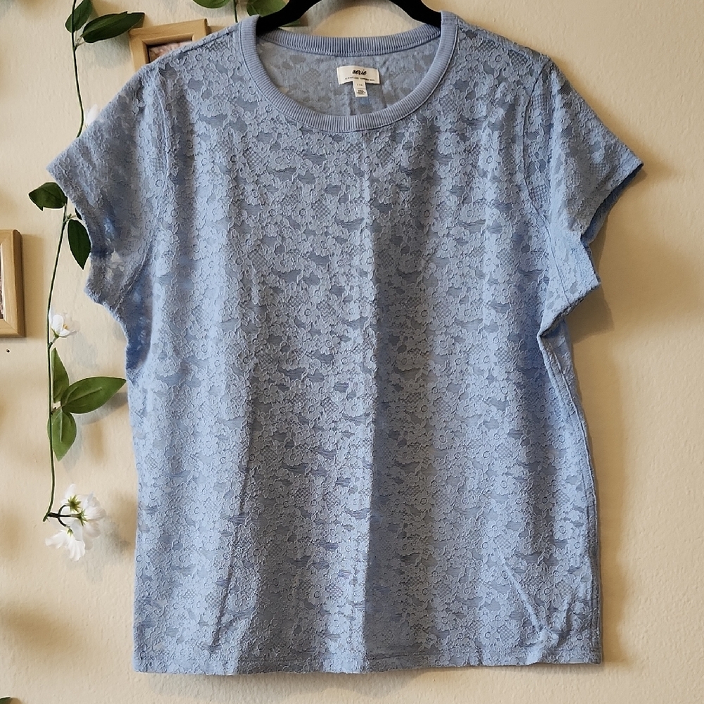 NWOT - Aerie Monaco Blue Vintage Lace Tee - L